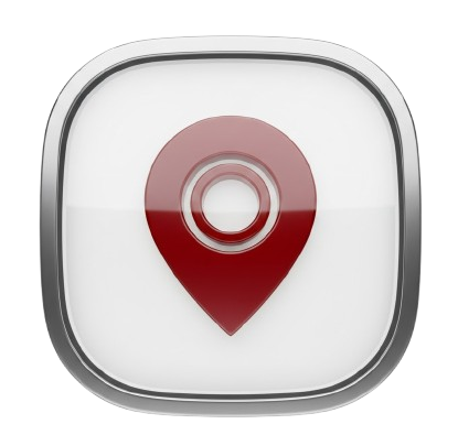 Red and white location pin icon button