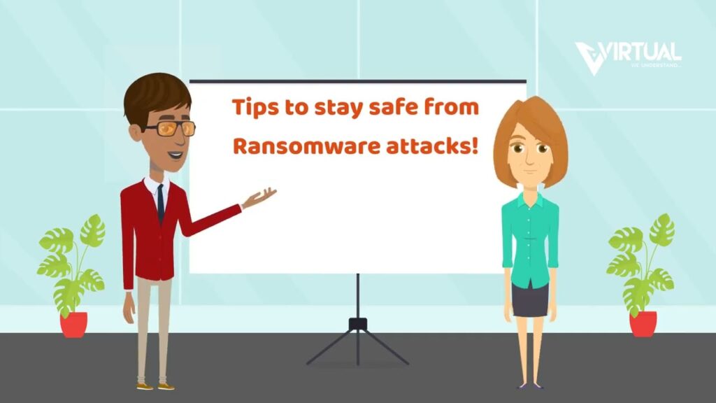 Two people present ransomware safety tips