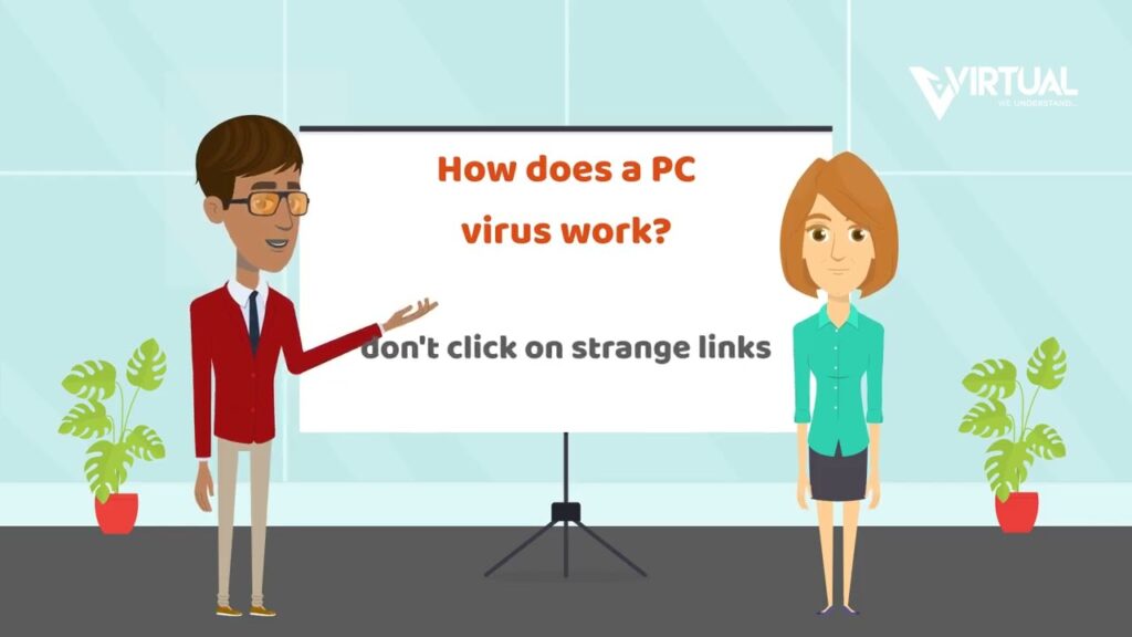 A cartoon presentation about PC virus safety